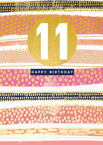 Age 11 - 11th Birthday - Pink Stripe