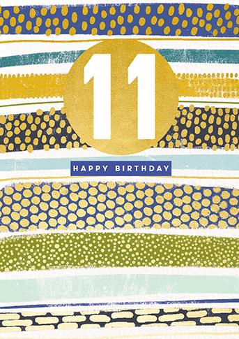 Age 11 - 11th Birthday - Green Stripe
