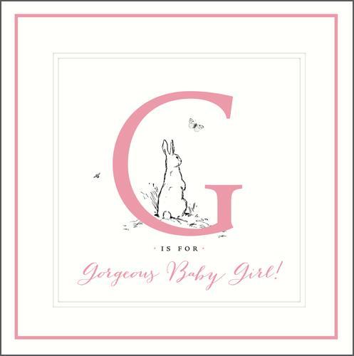 New Baby Card - Baby Girl - Rabbit Large G