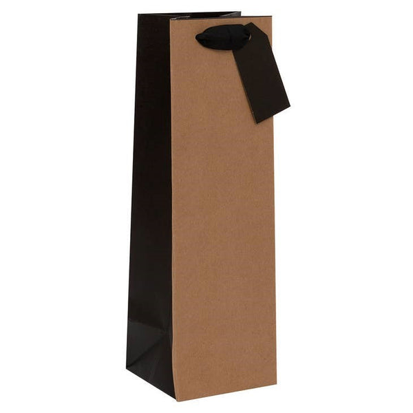 Gift Bag - Bottle Bag - Kraft /Black