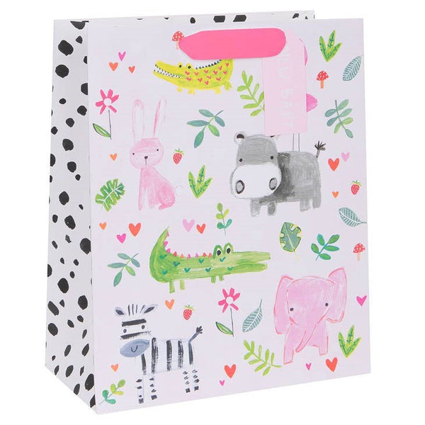 Gift Bag - Large - New Baby Animals Pink