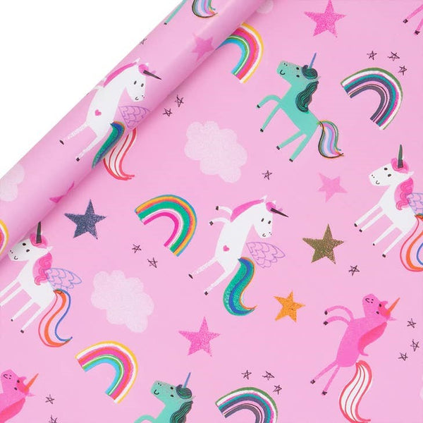 Gift Roll Wrap - 2M Unicorns Pink