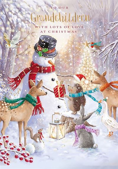 Christmas Card - Grandchildren - Snowman 7 Friends