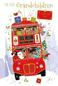 Christmas Card - Grandchildren - Christmas Bus from Nigel Quiney Publications, English Cards in France