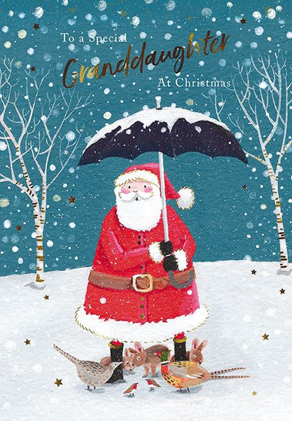 Christmas Card - Granddaughter - Umbrella Santa 