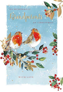 Christmas Card - Grandparents - Christmas Robins