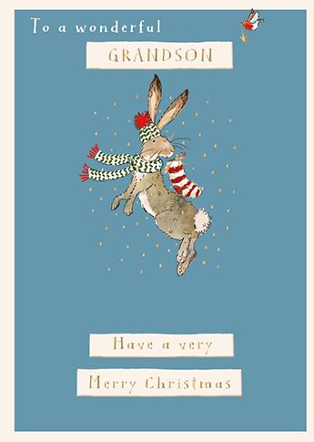 Christmas Card - Grandson - Happy Hare