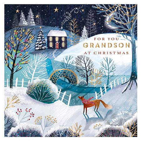 Christmas Card - Grandson - Winter Fox