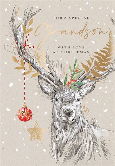 Christmas Card - Grandson - Winter Stag