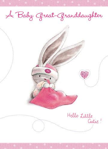 New Baby Card - Great-Granddaughter - Bebunni Hello Little Cutie!
