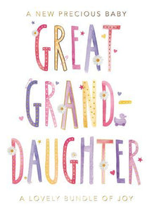 New Baby Card - Great-Granddaughter - Bundle Of Joy