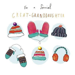 Christmas Card - Great-Granddaughter - Hats & Gloves