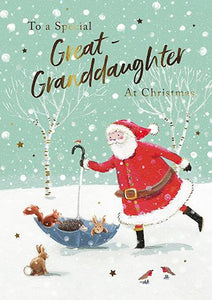 Christmas Card - Great-Granddaughter - Umbrella Santa