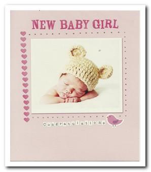 New Baby Card - Baby Girl - Hat With Bear Ears