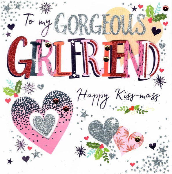 Christmas Card - Girlfriend - Happy Kiss-Mass