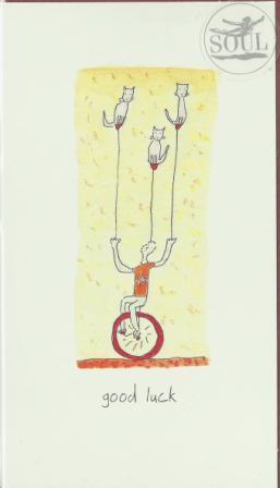 Good Luck Card - Riding Unicycle Juggling Cats