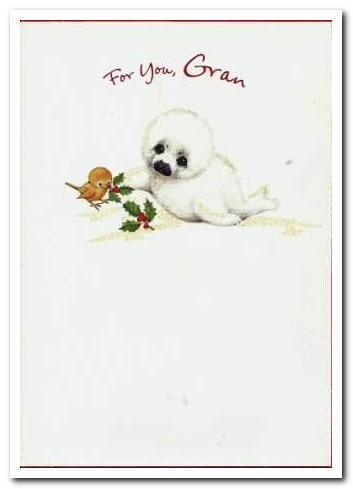 Christmas Card - Gran - Arctic Otter & Robin