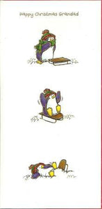 Christmas Card - Grandad - Penguin Sledging