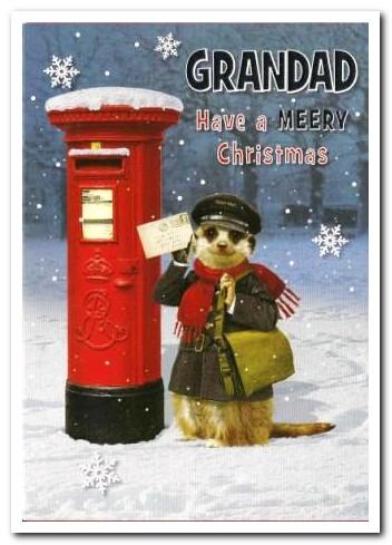 Christmas Card - Grandad - Meercat & Post Box