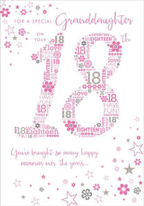 Granddaughter 18th Birthday - 18th Pink Text