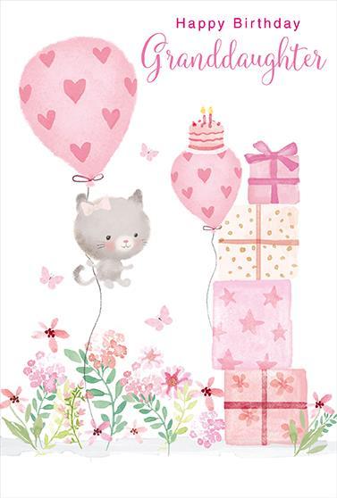Granddaughter Birthday - Cat & Balloon