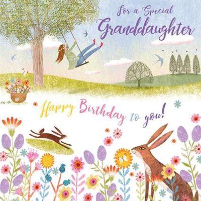 Granddaughter Birthday - Rabbit In Flowers