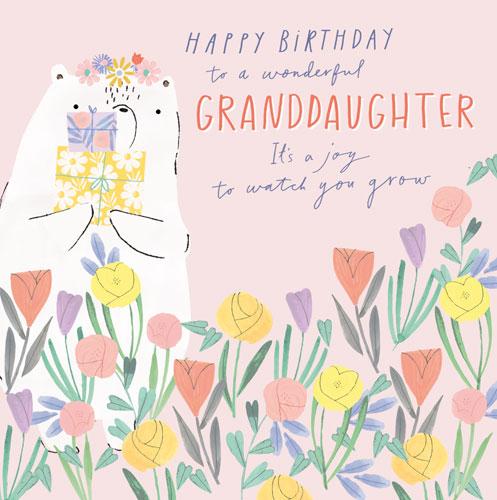 Granddaughter Birthday - Bear With Present