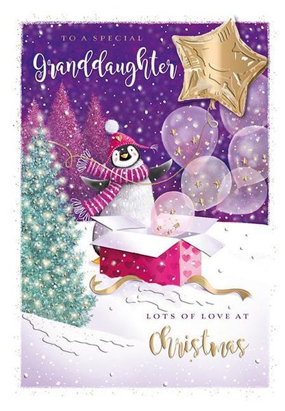 Christmas Card - Granddaughter - Star Balloons