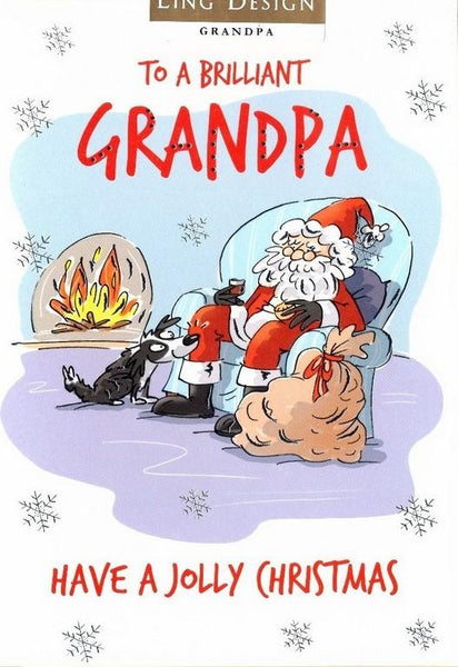 Christmas Card - Grandpa - Santa By The Fire