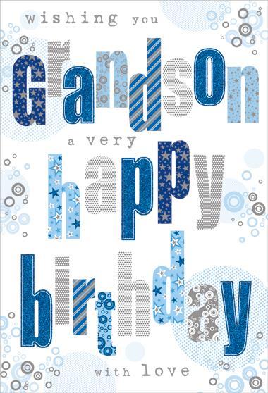 Grandson Birthday - Holographic Text from Nigel Quiney Publications, English Cards in France