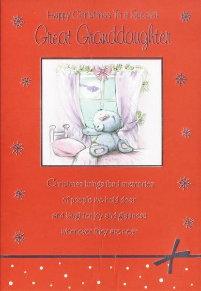 Christmas Card - Great-Granddaughter - Bear At Window