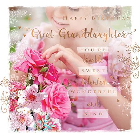 Great-Granddaughter Birthday - Little Girl With Roses