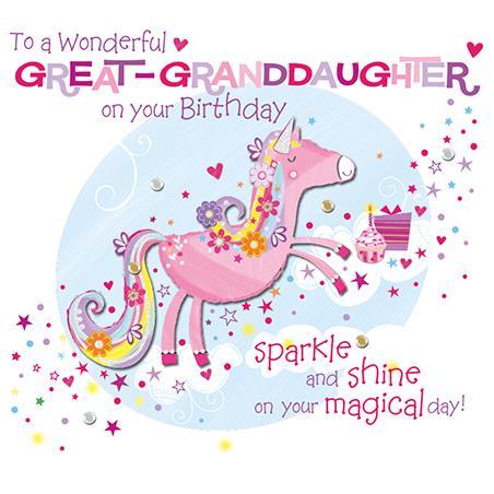 Great-Granddaughter Birthday - Sparkle Shine Magic Unicorn