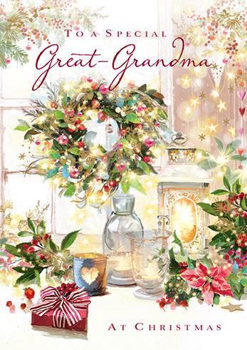 Christmas Card - Great-Grandma - Wreath On Window