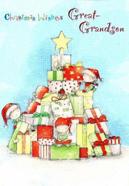Christmas Card - Great-Grandson - Stacking Presents