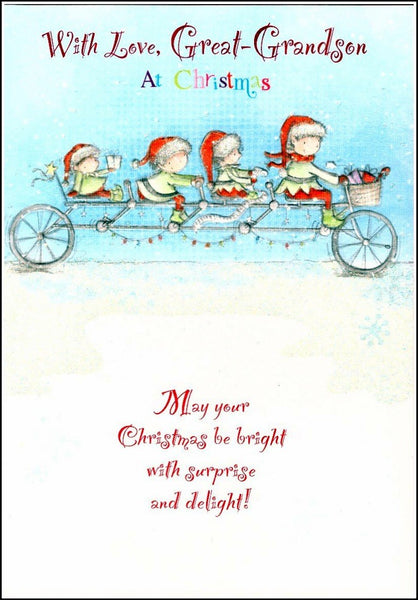 Christmas Card - Great-Grandson - 4 Seat Tandem Bike