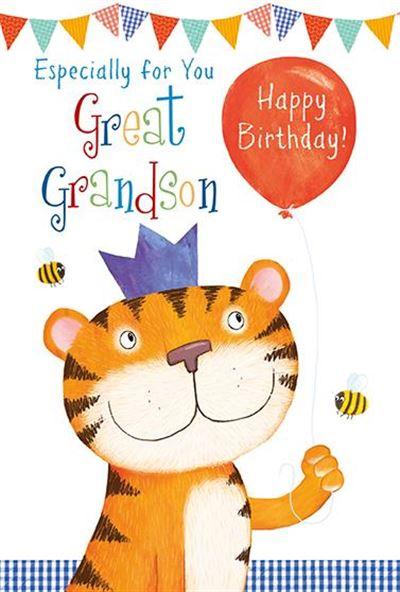 Great-Grandson Birthday - Tiger/Balloon