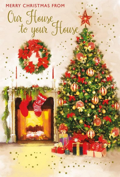 Christmas Card - Home To Home - Fireside Tree from Nigel Quiney Publications, English Cards in France