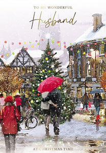 Christmas Card - Husband - Couple Under Umbrella