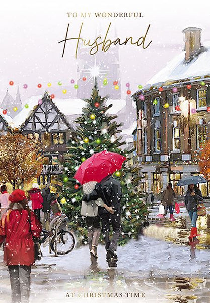 Christmas Card - Husband - Couple Under Umbrella