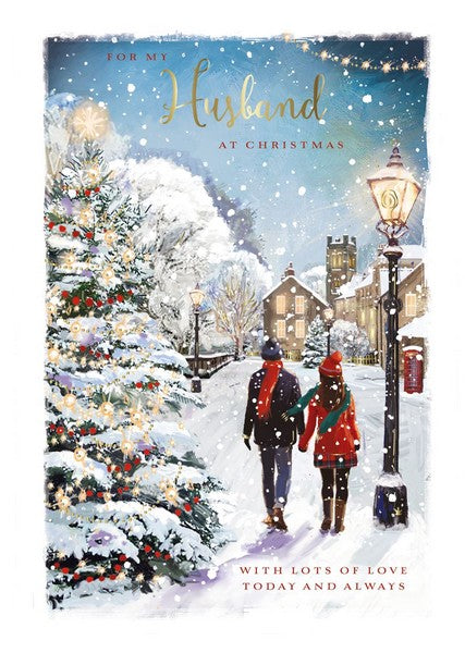 Christmas Card - Husband - Walking In The Snow