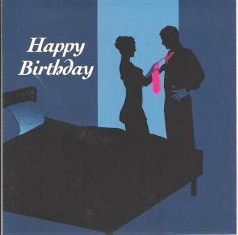Birthday Card - Silhouettes Blue Background