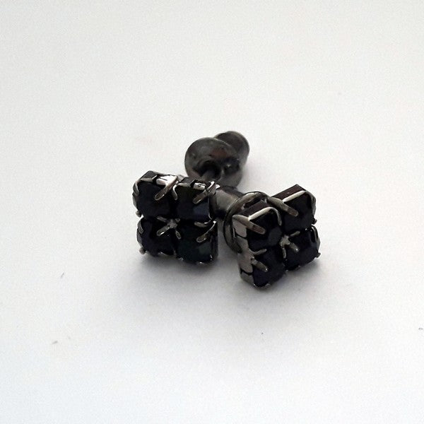 Jewellery - 7mm Square Black Stone Stud Earrings
