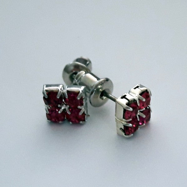 Jewellery - 7mm Square Red Stone Stud Earrings