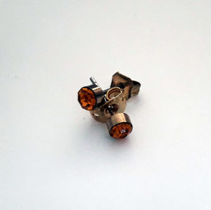 Jewellery - 3mm Amber Stone Stud Earrings
