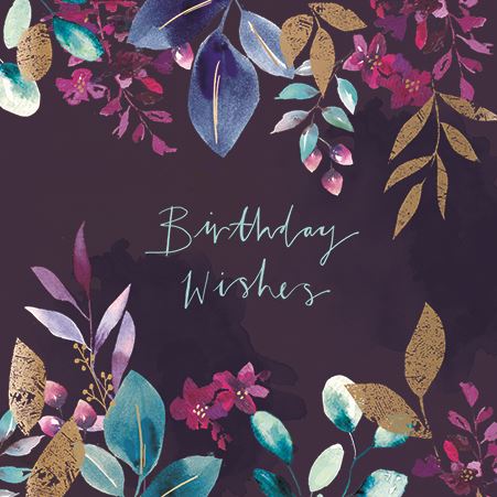 Birthday Card - Inky Foliage