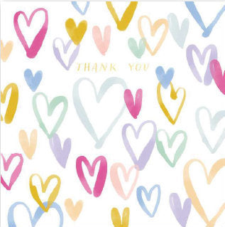 Thank You Card - Rainbow Hearts
