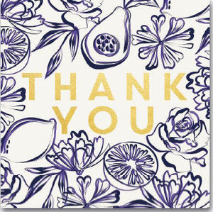 Thank You Card - Indigo Florals