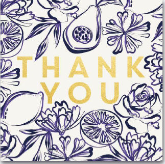 Thank You Card - Indigo Florals