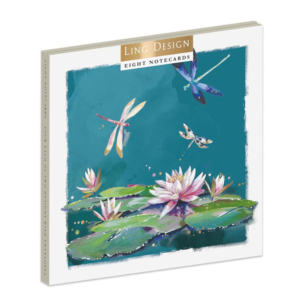 Blank Cards - Pack Of 8 - Dragonflies and Garden Birds
